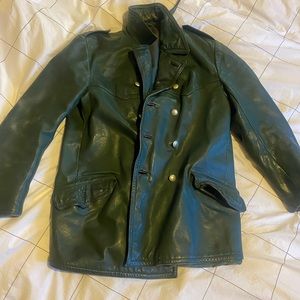 Vintage genuine leather 1970s/80s German policeman’s coat